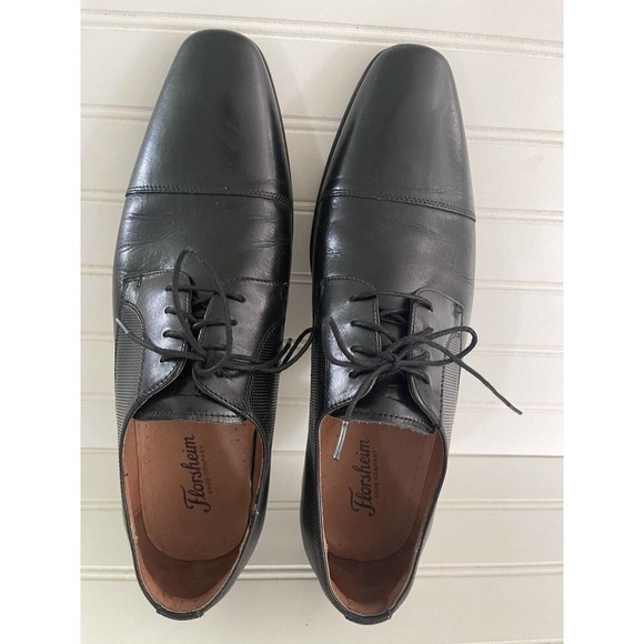 Florsheim Mens Jackson Black Leather Cap Toe Lace-Up Oxford Dress Shoes Size 12D main image 4
